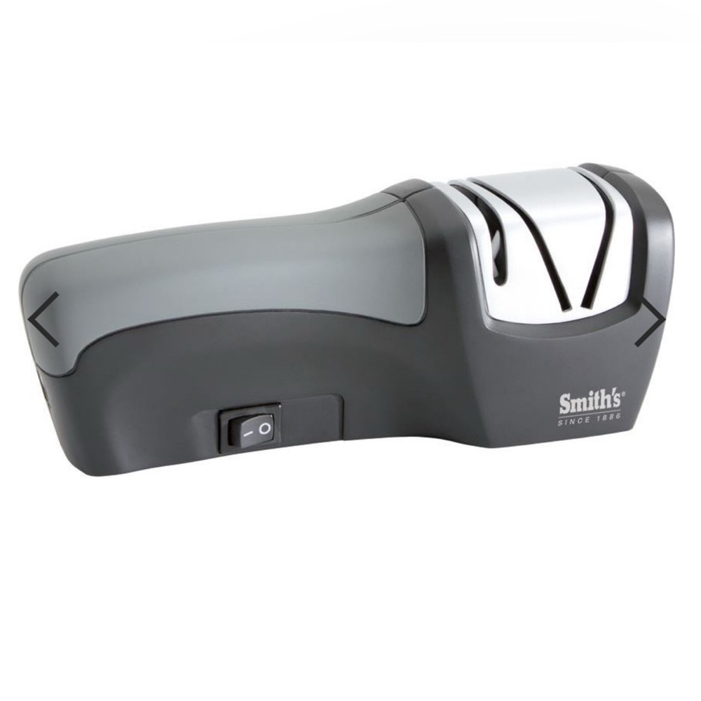 Electric Knife Sharpener with Charger used .
Color black / silver